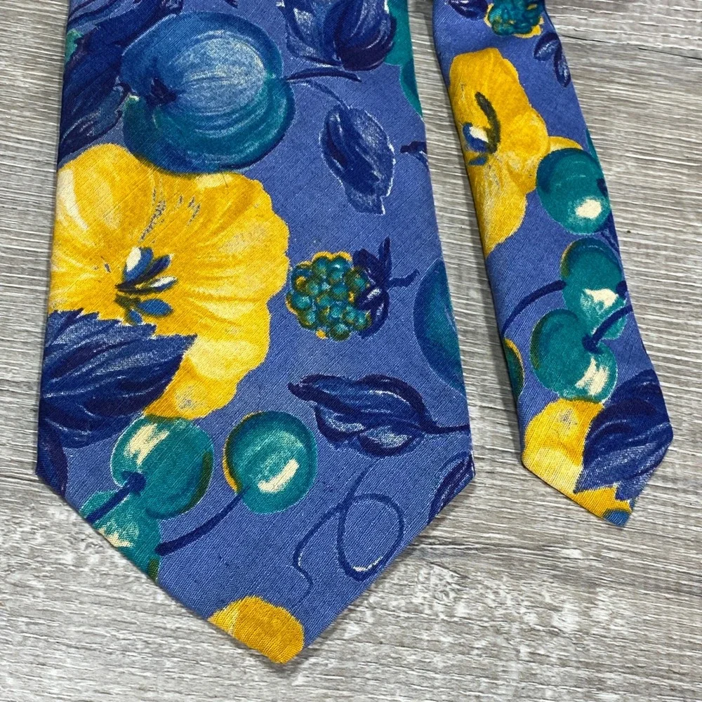 Banana Republic Necktie Men's Safari Floral Cotton Blue‎ Yellow